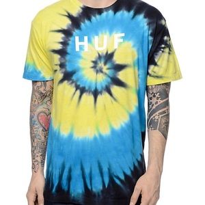 Huf blue and yellow tie dye shirt XL